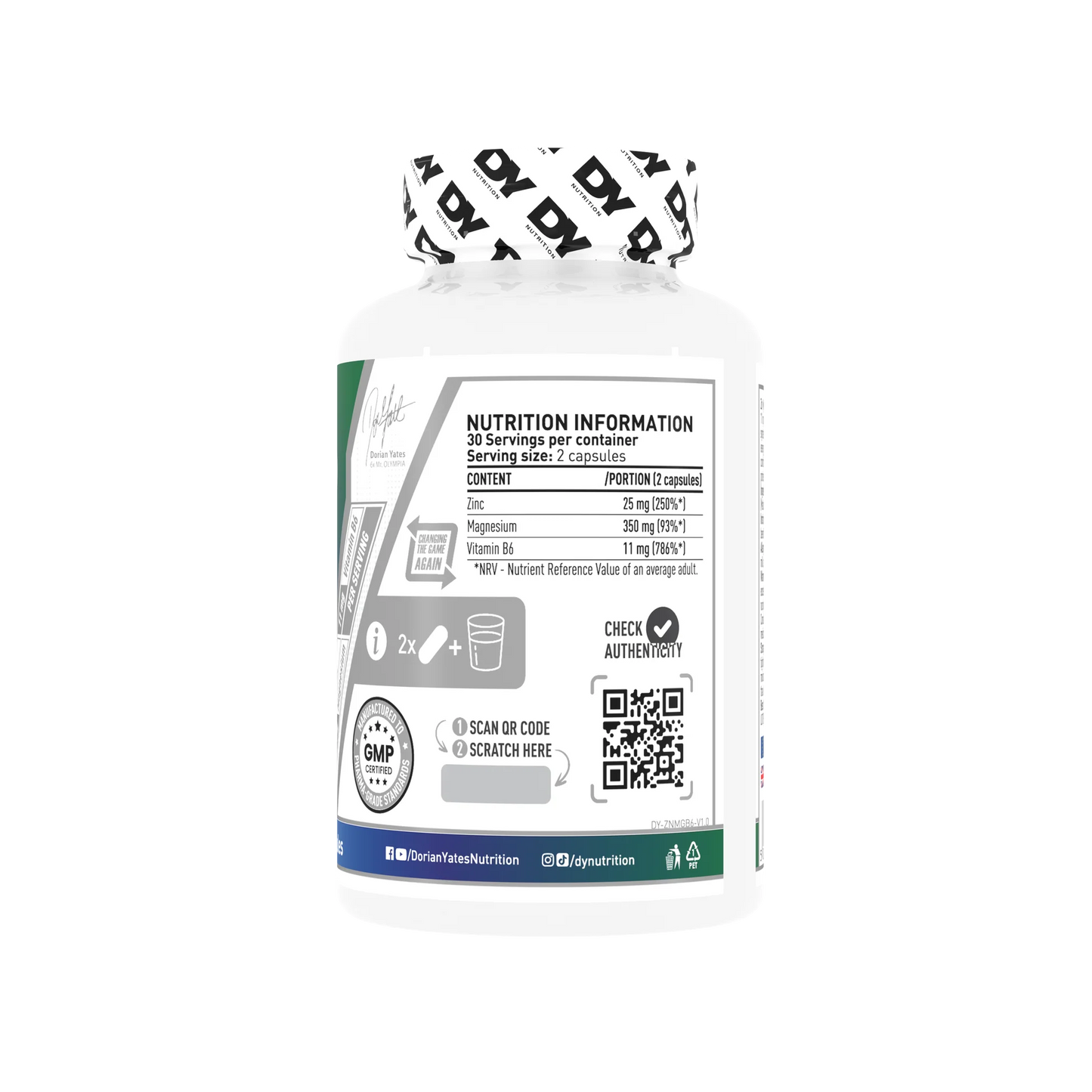 Zinc, Magnesium y Vitamina B6 Complex "DY Nutrition" (60 Capsulas)