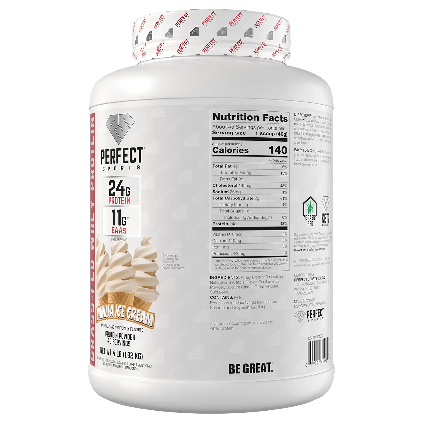 Proteina Ultra FUEL "Perfect Sports" Grass-Fed Whey Protein (4LB)