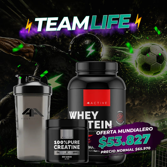 ¡Pack MODO MUNDIALERO"4 Active" Proteína + Creatina + Shaker para Resultados Reales