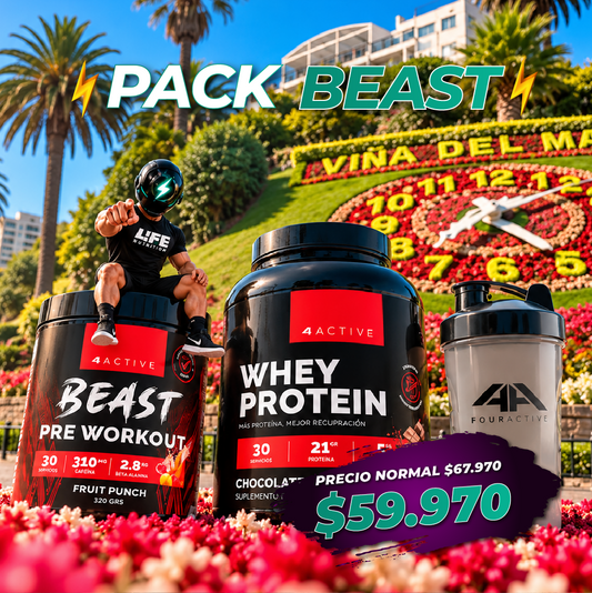¡Pack POWER LIFE! "4 Active" Proteina + Pre Entrenamiento + Shaker para resultados reales