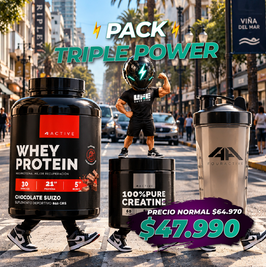 ¡Pack PERFORMANCE LIFE! "4 Active" Proteína + Creatina + Shaker para Resultados Reales