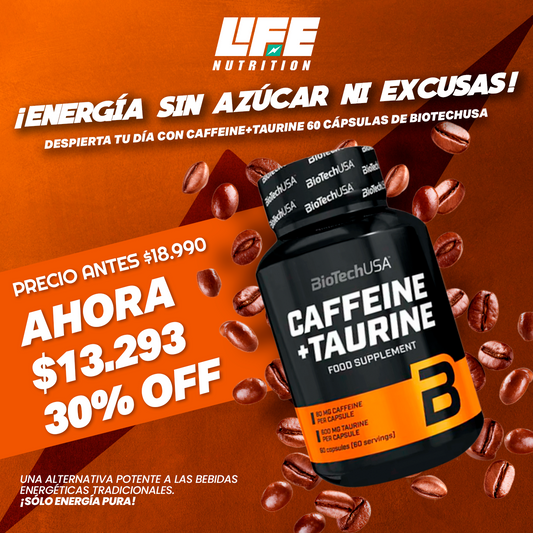 Caffeine+Taurine 60 Capsulas BiotechUSA