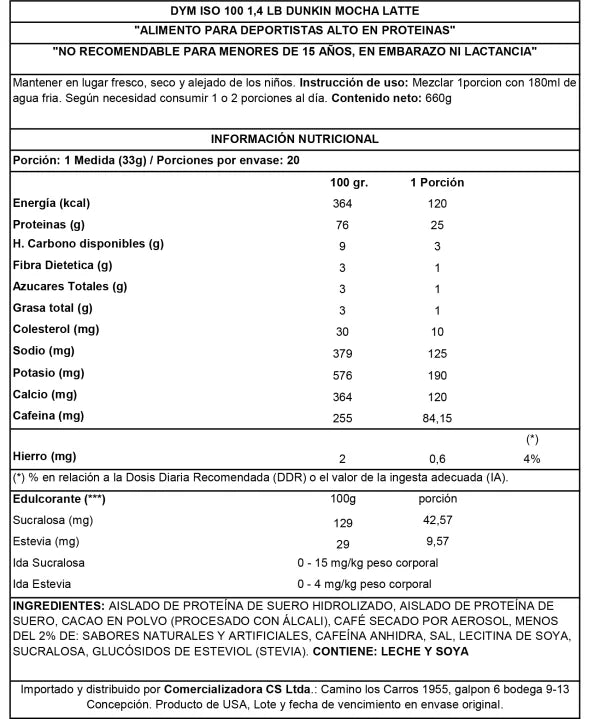 ISO100 Hydrolyzed Edición Limitada "Dymatize" (1.4 lbs)