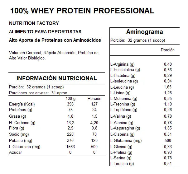 100% Whey Professional (30 Servicios)