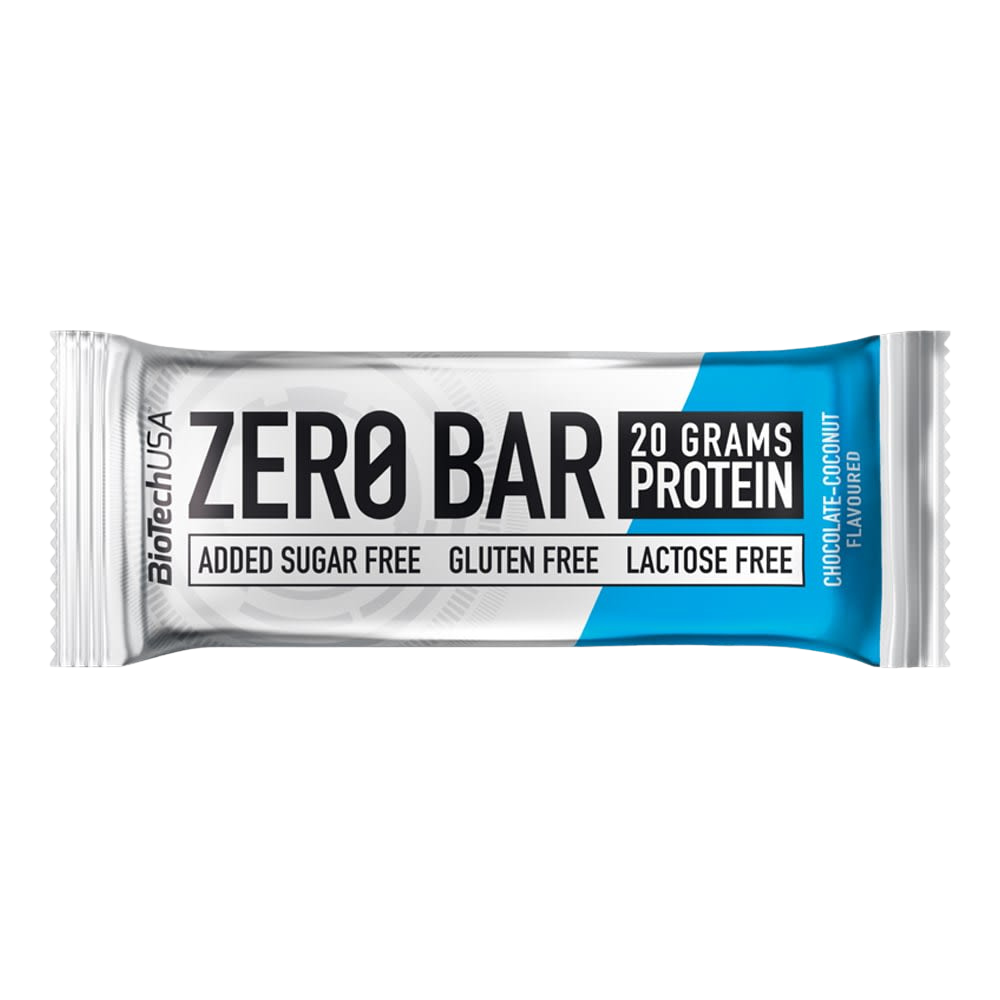 Barra de proteína Biotech Zero Bar, libre de lactosa.